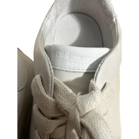 Rag & Bone R1 LIKE NEW White Leather Sneaker Tennis Shoe Size 37 Fits US 6.5 - Picture 7 of 13